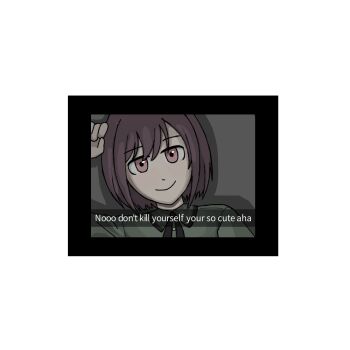 1girl brown_eyes brown_hair caption collared_shirt commentary english_commentary english_text green_shirt hair_between_eyes keikyoku_no_machi_wa_doko_e_(project_sekai) looking_at_viewer project_sekai shinonome_ena shirt short_hair smile white_background worcestershireliquid