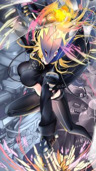 Rule 34 | 1boy, 1girl, absurdres, beelstarmon, belt, black gloves, black pants, blonde hair, breasts, coat, digimon, digimon (creature), eye mask, gloves, gun, gundramon, highres, holding, holding gun, holding weapon, jiyuuya, large breasts, long hair, magnakidmon, mask, pants, third eye, underboob, weapon