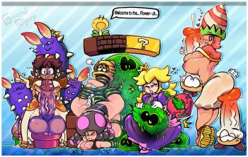 ... 4girls 6+others blonde_hair blush breast_press breasts brown_hair closed_eyes clothed_sex crown ear_piercing earrings english_text erection flower_earrings heart heart-shaped_pupils huge_breasts huge_penis huge_testicles imminent_fellatio inverted_nipples jewelry juice mario_(series) medium_breasts multiple_girls multiple_others nintendo nipples one_eye_closed paizuri penis penis_grab piercing pink_hair precum princess_daisy princess_peach sex sex_from_behind slime_(creature) speech_bubble symbol-shaped_pupils tan testicles top-down_bottom-up twintails vaginal veins veiny_penis x-ray