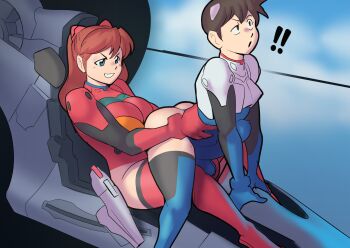 ! !! 1boy 1futa adapted_costume alternate_breast_size_(larger) anal androgynous black_hair blue_eyes breasts bulge erection erection_under_clothes femdom futa_with_male futanari grabbing_from_behind grin highleg highleg_leotard ikari_shinji implied_futanari indoors large_breasts large_penis leotard long_hair mecha_pilot_suit moaning neon_genesis_evangelion penis pervert plugsuit_(evangelion) reverse_cowgirl_position sex shiny_skin short_hair smile source_request souryuu_asuka_langley straddling trap vehicle_interior zestysauce