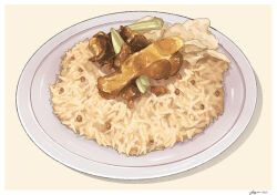 Rule 34 | fajar kurniawan, food, food focus, no humans, original, plate, rice, simple background, vegetable, white background
