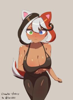 animal_ears animated breasts cleavage dark-skinned_female dark_skin huge_breasts large_breasts martin_(tuxedopato) navel pants running tagme video