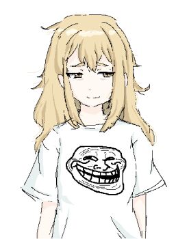 bags_under_eyes blonde_hair koujiro_frau kuurikona messy_hair robotics;notes robotics;notes_dash science_adventure shirt smug t-shirt thick_eyebrows troll_face
