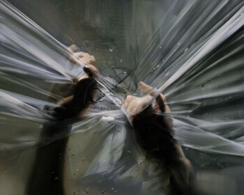 Rule 34 | 1other, art study, hand focus, highres, holding, original, plastic wrap, pluvium grandis, solo, wet