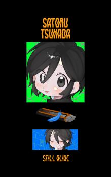 Rule 34 | 1boy, black eyes, black hair, boxcutter, character name, english text, gakuran, highres, looking at viewer, male focus, melting eyes, multiple views, neko oven, portrait, randal's friends, school uniform, short hair, tsukada satoru