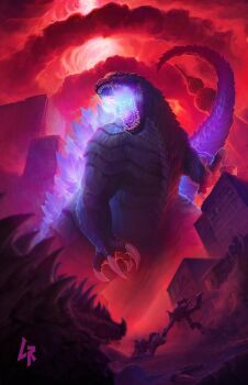 anguirus aura blood blue_blood bones_(company) breath_weapon breathing_fire chipyray city claws colored_blood dinosaur dragon energy energy_beam epic extra_teeth fangs fire fog giant giant_monster godzilla godzilla_(series) godzilla_singular_point godzilla_ultima highres holding holding_polearm holding_weapon horns jet_jaguar kaiju kumonga mecha monster no_humans open_mouth orange_(company) polearm portal_(object) portrait_(object) red_eyes red_fog robot scales severed_limb sharp_teeth spear spear_of_anguirus spikes spines tail teeth toho vortex weapon