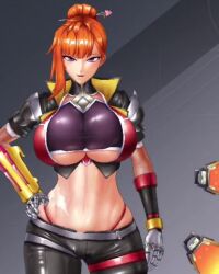 1girl 3d action_taimanin animated breasts bush cigarette cinders cleavage cleavage_cutout clothing_cutout collared_jacket curvy fire framed_breasts gloves grass hair_ornament halterneck hand_on_own_hip high_heels highleg highleg_panties holding holding_sword holding_weapon huge_breasts jacket kamimura_maika kamimura_maika_(future) lilith-soft lips long_hair looking_at_viewer midriff navel orange_hair panties pants ponytail purple_eyes scar shiny_clothes shiny_skin simple_background skin_tight solo sound standing string_panties sword taimanin_(series) talking thong underboob underboob_cutout underwear vambraces very_long_hair video weapon wide_hips