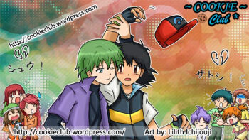 2boys anabel_(pokemon) anger_vein angie_(pokemon) ash_ketchum black_hair brianna_(pokemon) drew_(pokemon) green_hair hat lilithichijouji macy_(pokemon) may_(pokemon) misty_(pokemon) multiple_boys multiple_girls nintendo pokemon pokemon_(anime) pokemon_dppt_(anime) pokemon_rse_(anime) solidad_(pokemon)