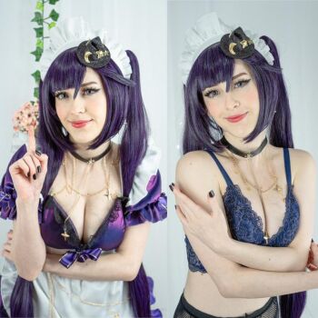 Rule 34 | breasts, cosplay, cosplay photo, genshin impact, highres, mona (genshin impact), mona (genshin impact) (cosplay), petite, photo (medium), self-upload, small breasts, stelarhoshi