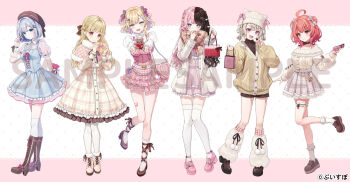 Rule 34 | 6+girls, ahoge, aqua eyes, arm behind back, arm warmers, averting eyes, bag, bcoca, beret, black hair, black hat, black shoes, blonde hair, blue dress, boots, bow, braid, breasts, brown boots, capelet, closed mouth, colored inner hair, commentary request, dress, frilled thigh strap, full body, gift, green eyes, grey hair, hair bow, hair ornament, hairclip, hat, highres, holding, holding bag, holding gift, jacket, kaga sumire, knee boots, kogara toto, komori met, kurumi noah, leg warmers, long hair, long sleeves, looking at viewer, medium breasts, multicolored hair, multiple girls, official art, open clothes, open jacket, open mouth, over-kneehighs, pantyhose, pink boots, pink hair, pink shoes, polka dot, purple hair, red eyes, sample watermark, scarf, shoes, short hair, shoulder bag, smile, socks, split-color hair, standing, standing on one leg, sweater, tachibana hinano, thigh strap, thighhighs, turtleneck, turtleneck sweater, two-tone hair, virtual youtuber, vspo!, watermark, white leg warmers, white pantyhose, white socks, white thighhighs, winter clothes, yumeno akari, zettai ryouiki