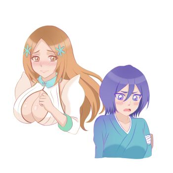 2girls bleach bleach:_sennen_kessen-hen inoue_orihime kuchiki_rukia long_hair multiple_girls