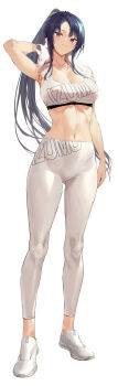 1girl absurdres breasts highres hiiragi_yuuichi large_breasts long_hair original ponytail solo sweat