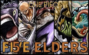 5boys arms_behind_back arthropod_boy bald beard black_necktie black_suit blonde_hair chair collared_shirt crazy_eyes creature crossed_legs electricity ethan-baron_v._nusjuro evil_eyes facial_hair formal_clothes giant glasses gorousei highres holding holding_sword holding_weapon jaygarcia_saturn kumo_d7 looking_at_viewer manly marcus_mars motion_lines multiple_boys mustache necktie one_piece pectorals round_eyewear serious shaded_face shepherd_ju_peter shirt spider_boy standing suit sword teamwork thick_mustache title topman_warcury weapon white_hair white_shirt