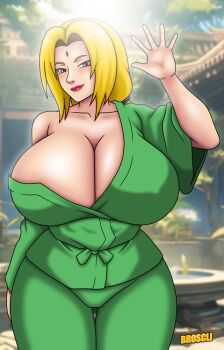 1girl aaron_broscli breasts cleavage highres huge_breasts naruto_(series) naruto_shippuuden tsunade_(naruto)