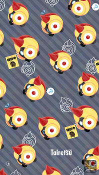 >_< ? blue_eyes falinks flag gen_8_pokemon highres holding holding_flag marching meme_(sleepsheep) nintendo no_humans pokemon pokemon_(creature) pokemon_focus reflection speech_bubble sphere_body spoken_question_mark sweat walking