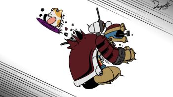 animal_ears bolt_(hardware) dragon_ball dragon_ball_(classic) dragonith hamster hamster_ears highres kirby_(series) kirby_air_ride kirby_air_riders nintendo no_humans nut_(hardware) rick_(kirby) robo_dedede robot scene_reference shadow_star signature