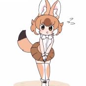 1girl animal_ear_fluff animal_ears animated bow bowtie brown_eyes brown_hair brown_skirt brown_thighhighs commentary dhole_(kemono_friends) dog_ears dog_girl dog_tail flying_sweatdrops gloves have_to_pee kemono_friends kemono_friends_3 looking_at_viewer miniskirt open_mouth pleated_skirt shirt shoes short_hair simple_background skirt sleeveless sleeveless_shirt smile solo standing sweatdrop tail tail_wagging taro_(tontaro) thighhighs v_arms video white_background white_bow white_bowtie white_gloves white_shirt white_shoes