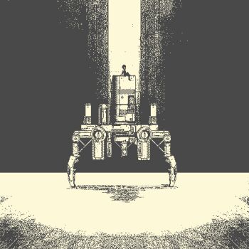 1girl black_hair crossed_legs lvl374 machine monochrome original pixel_art shadow short_hair solo very_wide_shot