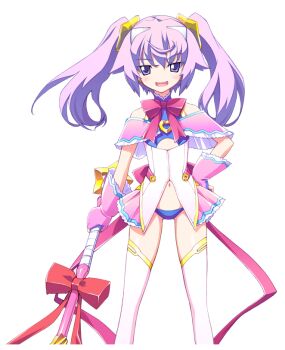 1girl back_ribbon bad_tag bandeau bare_shoulders blue_bandeau blue_panties chaos;head chaos;head_love_chu_chu! chest_ribbon clothing_cutout cute_weapon earrings erin-fray_orgel fingerless_gloves flat_chest frown game_cg gloves gold_trim hair_ornament halterneck hand_on_own_hip hands_on_own_hips holding holding_mace holding_weapon horns jewelry long_hair looking_at_viewer mace magical_girl matsuo_yukihiro narrowed_eyes navel non-web_source off_shoulder official_art open_mouth panties petticoat purple_eyes purple_hair red_ribbon ribbon science_adventure smile solo sprite star_(symbol) star_hair_ornament thighhighs thighs transparent_background triangle_mouth twintails underboob_cutout underwear weapon white_horns white_thighhighs zettai_ryouiki