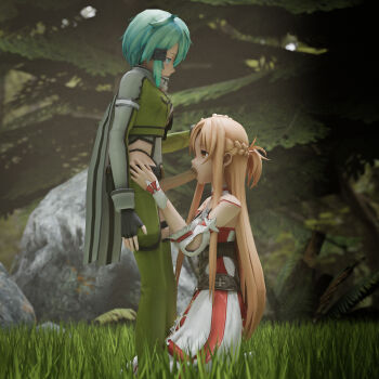 1futa 1girl 3d absurdres asuna_(sao) fellatio futa_with_female futanari highres just_hopeless_baka oral sinon sword_art_online