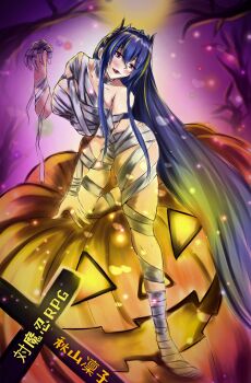 1girl akiyama_rinko breasts halloween highres large_breasts long_hair taimanin_(series) taimanin_yukikaze