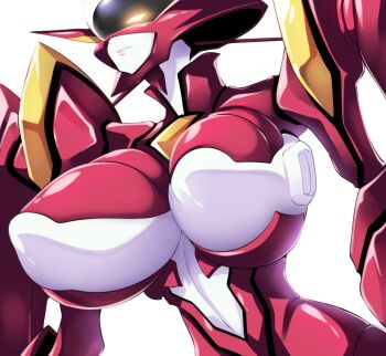 1girl armor breasts female_focus full_armor gigantic_breasts haganef highres huge_breasts machine mecha no_humans robot shinkon_gattai_godannar!! solo valspinner