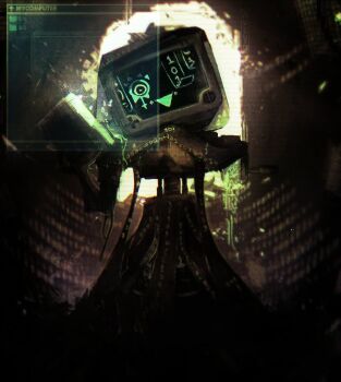 book english_text inscryption monitor no_humans non-humanoid_robot p03_(inscryption) robot the_archivist_(inscryption) treblesomerebel