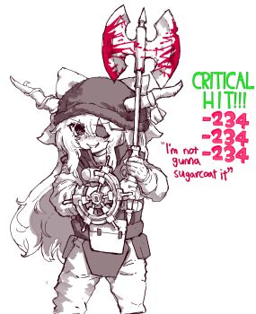 Rule 34 | 1girl, absurdres, alternate costume, axe, blood, blood on axe, blush, bow, commentary, cosplay, demoman (tf2), demoman (tf2) (cosplay), eyepatch, grin, hair bow, hat, highres, holding, holding axe, horn ornament, horn ribbon, horns, ibuki suika, korean commentary, long hair, long sleeves, oni, pants, rampa93, ribbon, shield, smile, solo, team fortress 2, touhou, very long hair, vest