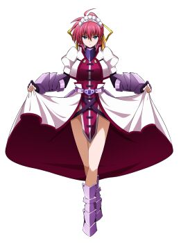 Rule 34 | 1girl, absurdres, ahoge, alternate costume, arm guards, armored boots, blue eyes, bob cut, boots, braid, breasts, closed mouth, clothes lift, commentary request, commission, cropped jacket, crown braid, curtsey, dress, dress lift, enmaided, fingerless gloves, full body, gloves, hair between eyes, hair ribbon, high ponytail, highres, large breasts, long hair, long sleeves, looking at viewer, lyrical nanoha, mahou shoujo lyrical nanoha, mahou shoujo lyrical nanoha a's, maid, maid headdress, mind control, oshimaru026, pink hair, pixiv commission, ponytail, puffy short sleeves, puffy sleeves, ribbon, short sleeves, signum, simple background, solo, tachi-e, variant set, white background, white headdress, yellow ribbon