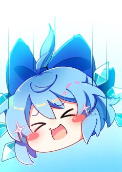 Rule 34 | blue bow, blue hair, bow, cirno, cirno day, closed eyes, falling, hair bow, highres, ice, ice wings, illust atelier3, one-hour drawing challenge, open mouth, short hair, touhou, wings, yukkuri shiteitte ne