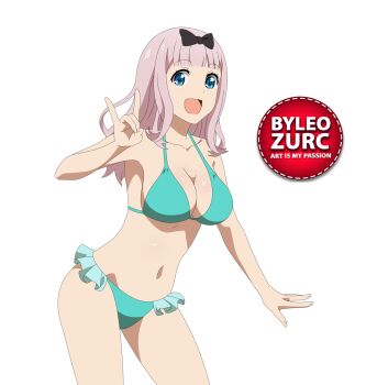 1girl blue_eyes bra breasts fujiwara_chika highres kaguya-sama_wa_kokurasetai_~tensai-tachi_no_renai_zunousen~ leozurcxxx long_hair open_mouth panties pink_hair solo swimsuit transparent_background underwear