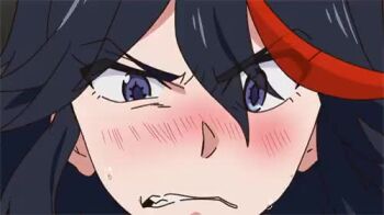 1girl angry animated black_hair blue_eyes blush kill_la_kill matoi_ryuuko screencap short_hair tagme video