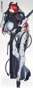 1girl absurdres bodysuit breasts dazzur_(dazzur_system) highres large_breasts looking_at_viewer original red_eyes red_hair tagme weapon