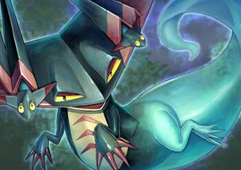 animal_focus claws commentary_request dragapult dreepy gen_8_pokemon hatiue_(hachi) nintendo no_humans open_mouth pokemon pokemon_(creature) pokemon_focus v-shaped_eyes yellow_eyes