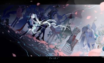 1girl absurdly_long_hair ahoge air_bubble ankle_boots aqua_hair aqua_necktie aqua_skirt arm_up armband aykko bare_legs bare_shoulders barefoot beret black_dress black_footwear black_gloves black_shirt black_skirt blouse blue_dress blue_flower blue_hair boots bow breasts bubble butterfly_wings capelet clown_mask collared_shirt detached_sleeves dress dutch_angle facing_away fake_wings floating_hair flower from_side geta glass gloves gradient_hair green_hair hair_bow hair_flower hair_ornament hair_ribbon hands_up hat hatsune_miku head_wings headphones heart heart_hands high_heel_boots high_heels highres holding holding_mask insect_wings inset jacket japanese_clothes jumping karakuri_pierrot_(vocaloid) kimono knees_up koi_wa_sensou_(vocaloid) leaning_back leaning_on_person leaning_to_the_side letterboxed lily_of_the_valley long_hair long_sleeves looking_at_viewer looking_away looking_back looking_up mask megaphone miniskirt motion_blur multicolored_hair musical_note necktie one_eye_covered pants petals pink_hair pinky_out plantar_flexion pleated_skirt praying profile purple_hair reaching red_thighhighs reflective_floor ribbon running shinkai_shoujo_(vocaloid) shiromuku shirt shoes short_sleeves sitting skirt smile song_request songover musical_staff strapless strapless_dress string string_of_fate submerged suna_no_wakusei_(vocaloid) thigh_boots thigh_strap thighhighs twintails two-sided_fabric two-sided_skirt uchikake unworn_mask v_arms very_long_hair vocaloid white_kimono wide_sleeves wings yuki_miku yuki_miku_(2013) yuki_miku_(2015) yuki_miku_(2017) yuki_miku_(2021) zettai_ryouiki