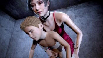 1boy 1girl 3d ada_wong age_difference all_fours animated asian black_bra black_choker bra breasts capcom choker collarbone cowboy_shot dress excited eyelashes eyeshadow from_above handjob handjob_from_behind hetero indoors looking_at_another looping_animation makeup medium_breasts naughty_face nose onee-shota penis red_dress red_eyeshadow resident_evil resident_evil_2 shota size_difference sleeveless sleeveless_dress small_penis solo_focus sound tagme testicles uncensored underwear video yellowbea