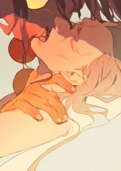 2boys brown_hair earrings closed_eyes french_kiss jean_pierre_polnareff jewelry jojo_no_kimyou_na_bouken kiss male_focus mohammed_avdol multiple_boys rei_(sanbonzakura) scar tongue white_hair yaoi