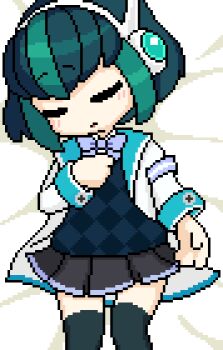 1boy 1girl after_vaginal aftersex akai_(ugokashitari) animated animated_gif bar_censor black_thighhighs blush bow bowtie censored character_request closed_eyes closed_mouth commentary_request cum cum_in_pussy cum_overflow fertilization green_eyes green_hair hetero impregnation loli lying makina_(taiko_no_tatsujin) on_back open_mouth ovum panties penis pixel_art purple_bow purple_bowtie rape saliva sex sleeping striped_clothes striped_panties taiko_no_tatsujin tears thighhighs underwear undressing_another vaginal