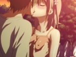 1boy 1girl animated blonde_hair blue_eyes blush breasts covered_erect_nipples french_kiss bad_tag grabbing_another&#039;s_breast groping hetero kamimura_chika kiss kouzaka_kouhei no_bra outdoors saliva saliva_trail short_hair sisters_~natsu_no_saigo_no_hi~ small_breasts tank_top tongue video