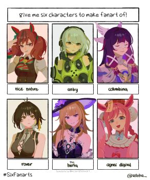 6+girls agnes_digital_(lovely_jiangshi)_(umamusume) agnes_digital_(umamusume) anby_demara angel_wings animal_ears antenna_hair artist_name ascot bare_shoulders black_choker black_dress black_hair black_hat black_sleeves black_vest blue_eyes blue_ribbon blunt_bangs border bow bowtie braid breasts brown_eyes brown_hair bun_cover buttons character_name chest_bow chinese_clothes choker closed_eyes closed_mouth clothing_cutout collared_shirt colored_inner_hair columbina_(genshin_impact) company_connection crossover detached_sleeves double_bun dress english_text eye_mask eyeshadow feathered_wings female_rover_(wuthering_waves) flower frills genshin_impact gradient_hair green_bow green_bowtie green_eyes green_jacket grey_eyes grey_hair hair_between_eyes hair_bow hair_bun hair_ornament hair_ribbon hairclip hand_up hands_up hashtag-only_commentary hat hat_flower hat_ornament head_wings headphones herta_(honkai:_star_rail) highres honkai:_star_rail honkai_(series) horse_ears horse_girl jacket jewelry juliet_sleeves key key_necklace keyhole long_hair long_sleeves looking_afar looking_at_viewer looking_up makeup mask medium_breasts mihoyo multicolored_hair multiple_drawing_challenge multiple_girls multiple_wings neck_ribbon necklace nice_nature_(poinsettia_ribbon)_(umamusume) nice_nature_(umamusume) off-shoulder_dress off_shoulder official_alternate_costume ofuda ofuda_on_clothes open_mouth outside_border pink_dress pink_hair puffy_sleeves purple_bow purple_flower purple_hair red_bow red_eyeshadow red_hat ribbon rover_(wuthering_waves) selvha shirt short_hair shoulder_cutout sidelocks single_braid six_fanarts_challenge sleeveless sleeveless_dress smile strapless strapless_dress streaked_hair striped_bow striped_bowtie striped_clothes teeth the_herta_(honkai:_star_rail) twin_braids twintails two-tone_hair umamusume upper_body vest white_ascot white_border white_mask white_shirt wide_sleeves wings witch_hat wuthering_waves x_hair_ornament yellow_ribbon zenless_zone_zero