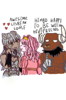 Rule 34 | 1boy, 2girls, awesome lesbian couple (meme), charlotte (isekai shikkaku), gomez (isekai shikkaku), isekai shikkaku, meme, multiple girls, template, waldelia (isekai shikkaku), yuri