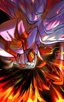 1boy angel angel_wings blonde_hair commentary_request demon_boy demon_horns formal_clothes hair_slicked_back hashtag-only_commentary hazbin_hotel hellaverse horns lucifer_morningstar_(hazbin_hotel) male_focus nonono_nagata sharp_teeth slit_pupils solo suit teeth wings