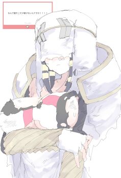 1girl absurdres arm_under_breasts black_hair braid breasts character_request covered_eyes en&#039;en_no_shouboutai fingerless_gloves gloves highres holding_own_arm large_breasts mocamocaink short_hair solo sweat tagme torn_clothes upper_body veil