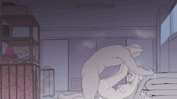 1boy 1girl animated animated_gif ass asutora asutora-chan ball basketball_(object) bouncing_breasts breasts censored clothes_on_floor commentary_request completely_nude cum gym_storeroom hetero indoors looping_animation medium_breasts missionary mosaic_censoring nipples nude original penis sex short_hair sweat unworn_clothes vaginal white_hair