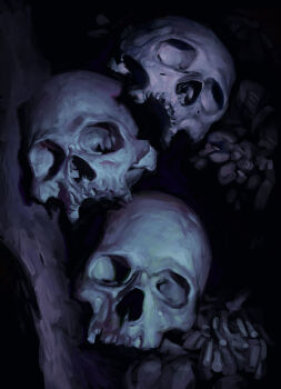 bone highres horror_(theme) no_humans original skull still_life vorueg