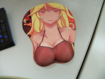 at2. bikini blaze_(minecraft) blonde_hair blush breasts hat minecraft mousepad_(object) swimsuit