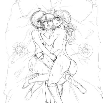 1boy 2girls age_difference ahoge artificial_insemination breasts completely_nude cum cum_in_pussy cumdrip doekuramori erection hair_between_eyes highres large_breasts long_hair martyr_(the_citadel) multiple_girls nude official_art onee-shota open_mouth shota sister_atla sketch testicles the_citadel tycho_(the_citadel)