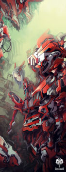 10s 1girl 2012 bad_id bad_pixiv_id bodysuit cable emblem female_focus hair_ornament hangar high_heels highres kimera legs_folded long_image looking_at_viewer looking_back machinery mecha open_mouth original pilot_suit red_eyes robot shoes short_hair silver_hair sitting sitting_on_object solo tall_image tight_clothes wire