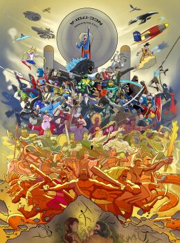 6+boys 6+girls absolutely_everyone absurdres aircraft airplane aladdin_(movie) android arsene_lupin_iii avatar_legends batman batman_(series) beard blonde_hair boots breasts bugs_bunny cape character_request cleavage coat crossover cyborg daiei_motion_picture dc_comics disney doom_(series) doom_i doomguy dragon_ball dragon_ranger dragonball_z epic everyone facial_hair fire flaming_weapon flying gamera gamera,_the_giant_monster gamera_(series) gamera_vs._barugon gen_1_pokemon genie_(aladdin) ghost_in_the_shell glasses gloves godzilla godzilla_(series) grin gundam halo_(game) hat he-man hellboy highres hood horse how_to_train_your_dragon_(series) how_to_train_your_dragon_1 jojo_no_kimyou_na_bouken joseph_joestar jumping kaiju king_kong king_kong_(series) knight korra kusanagi_motoko lara_croft long_hair looney_tunes lupin_iii mario mario_(series) marvel mask master_chief mecha mighty_morphin_green_ranger millennium_falcon mobile_suit_gundam multiple_boys multiple_crossover multiple_girls mustache my_little_pony my_little_pony:_friendship_is_magic neon_genesis_evangelion nintendo optimus_prime pikachu pokemon pokemon_(creature) polearm ponytail popeye popeye_the_sailor power_rangers purple_hair rainbow_dash red_hair robot rocket sailor_moon santa_claus scythe serious shield shrek shrek_(series) skirt smile snake son_goku sonic_(series) sonic_the_hedgehog spacecraft spacesuit spear spider-man spider-man_(series) star_trek star_wars storm_(x-men) super_mario_bros._1 superman superman_(series) sword the_legend_of_korra toho tomb_raider toothless transformers tsuburaya_productions twintails ultra_series ultraman waldo weapon white_hair wings x-men