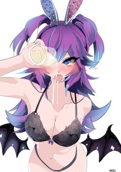 absurdres breasts cottontail_(vtuber) cup drinking_glass gokkun highres indie_virtual_youtuber large_breasts virtual_youtuber watterywinter